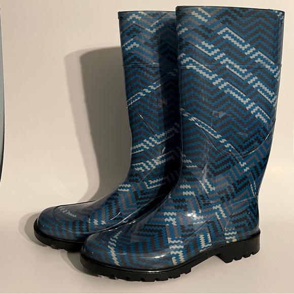 Burberry Check Print Blue Rain Boots Wellies, women’s size EU 39. US 9. Plaid - Picture 5 of 16